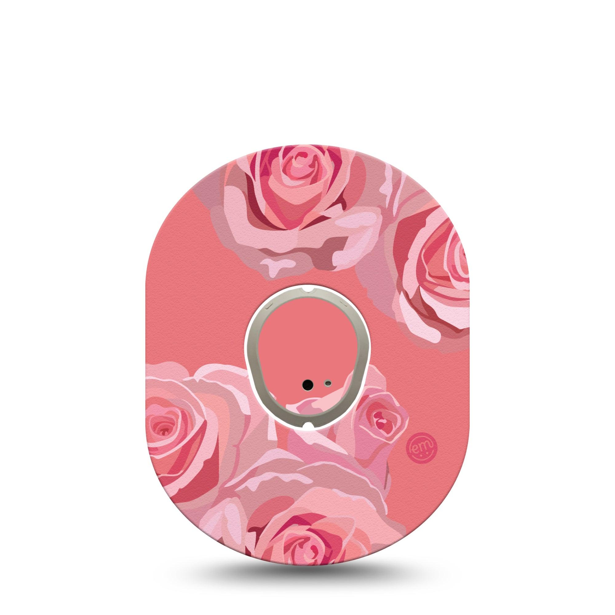 ExpressionMed Blush Rose Dexcom G7 Tape, Dexcom Stelo Glucose Biosensor System, Single Tape and Single Sticker Romantic Blossom, Overlay Tape CGM Design