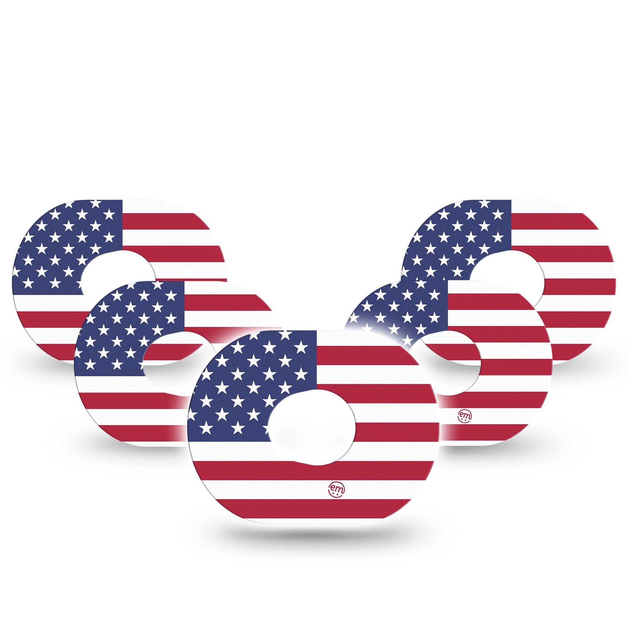 ExpressionMed US Flag Dexcom G7 Tape, 5-Pack, US Flag Inspired, CGM Overlay Patch Design, Dexcom Stelo Glucose Biosensor System