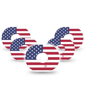 ExpressionMed US Flag Dexcom G7 Tape, 5-Pack, US Flag Inspired, CGM Overlay Patch Design, Dexcom Stelo Glucose Biosensor System