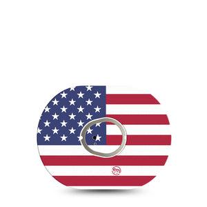 ExpressionMed U.S Flag Dexcom G7 and Stelo Tape Single Tape and Single Sticker Stars And Stripes Inspired, Plaster Continuous Glucose Monitor Design