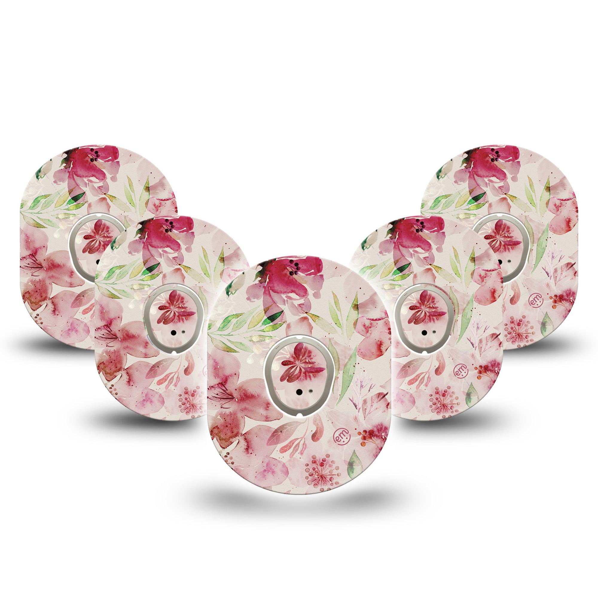 ExpressionMed Ethereal Spring Dexcom G7 and Stelo Tape 5-Pack Tape and 5-Pack Sticker Delicate Florals Inspired, Plaster Continuous Glucose Monitor Design