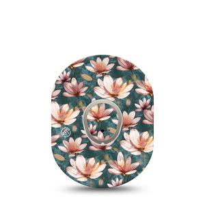 ExpressionMed Magnolia Dexcom G7 and Stelo Tape Single Tape and Single Sticker Summer Floral Themed, Plaster Continuous Glucose Monitor Design