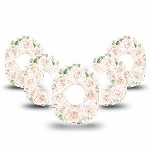 ExpressionMed Wedding Bouquet Dexcom G7 Tape, 5-Pack, White Roses Themed, CGM Overlay Patch Design