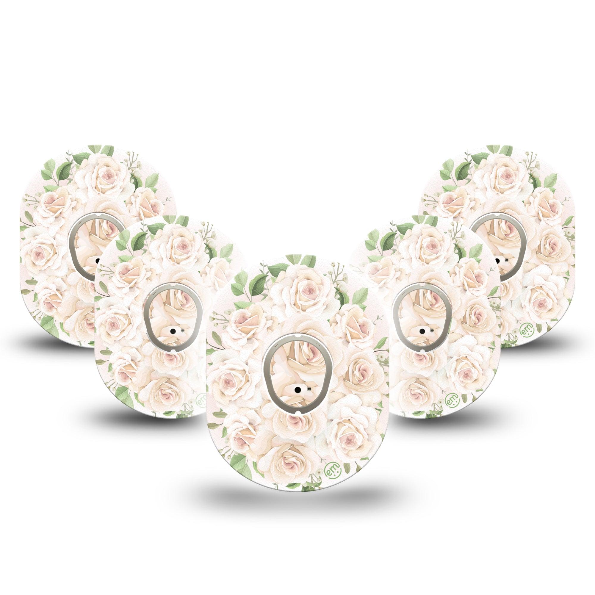 ExpressionMed Wedding Bouquet Dexcom G7 and Stelo Tape 5-Pack Tape and 5-Pack Sticker Floral Arrangement Inspired, Plaster Continuous Glucose Monitor Design