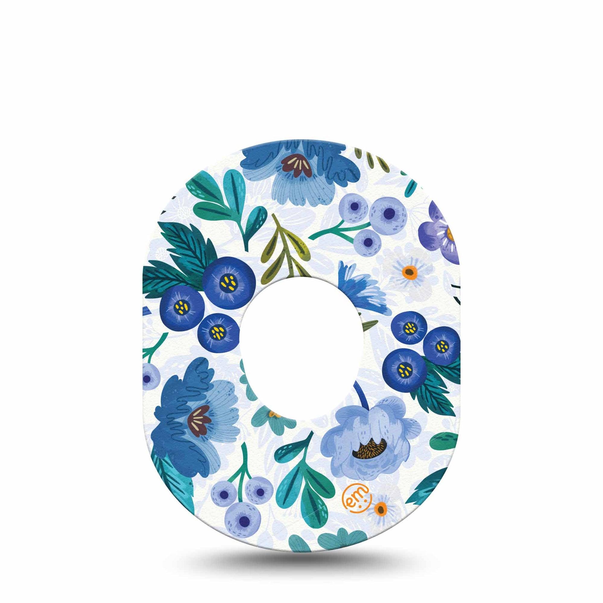 ExpressionMed Blue Anemone Dexcom G7 Tape, Single, Blue Florals Inspired, CGM Adhesive Patch Design, Dexcom Stelo Glucose Biosensor System