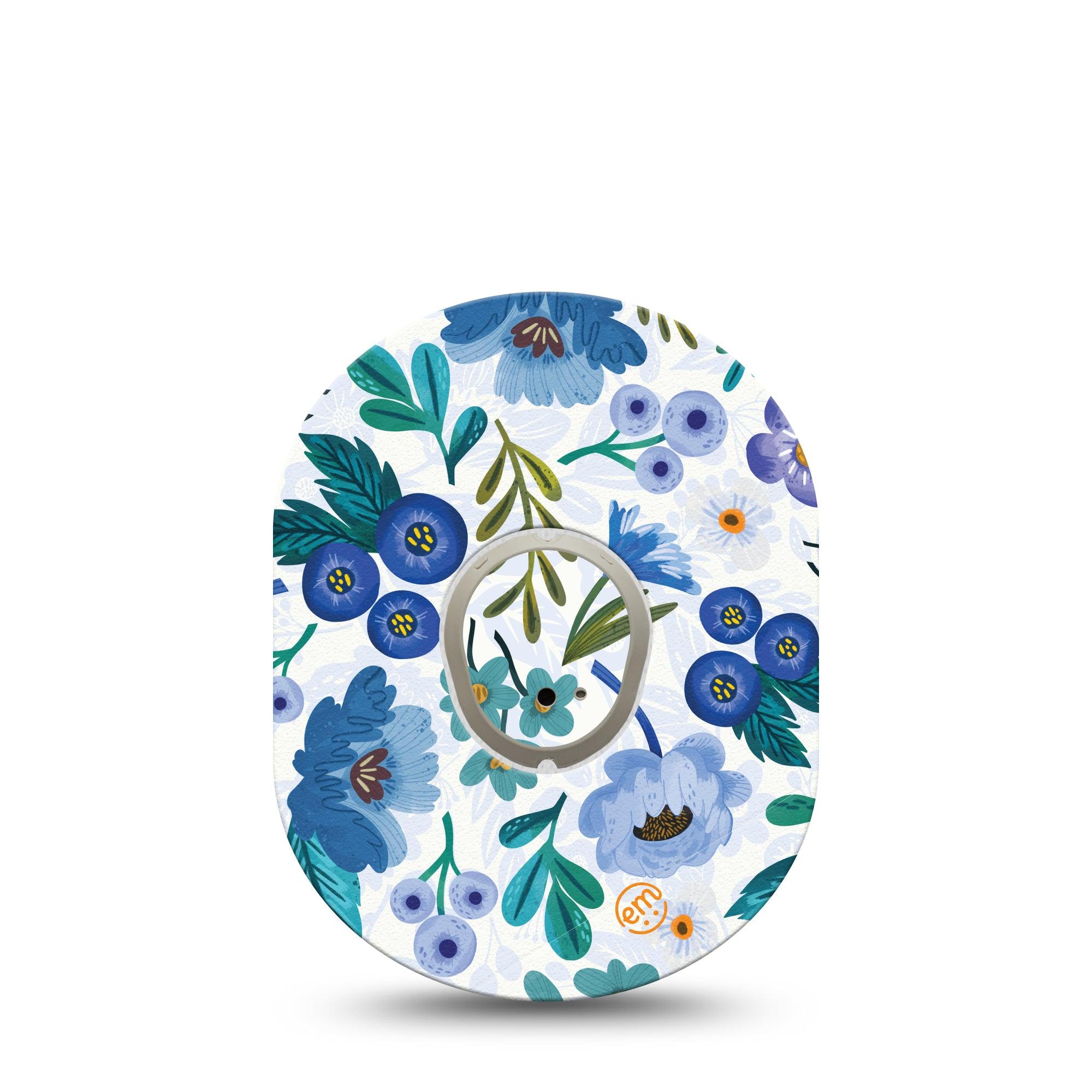 ExpressionMed Blue Anemone Dexcom G7 and Stelo Tape Single Tape and Single Sticker Garden Plants Themed, Plaster Continuous Glucose Monitor Design