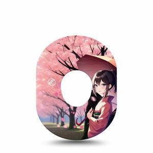 ExpressionMed Cherry Blossom Anime Dexcom G7 Tape, Single, Sakura Trees Themed, CGM Plaster Patch Design, Dexcom Stelo Glucose Biosensor System