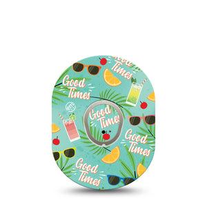 ExpressionMed Good Times Dexcom G7 and Stelo Tape Single Tape and Single Sticker Summer Vacation Inspired, Plaster Continuous Glucose Monitor Design