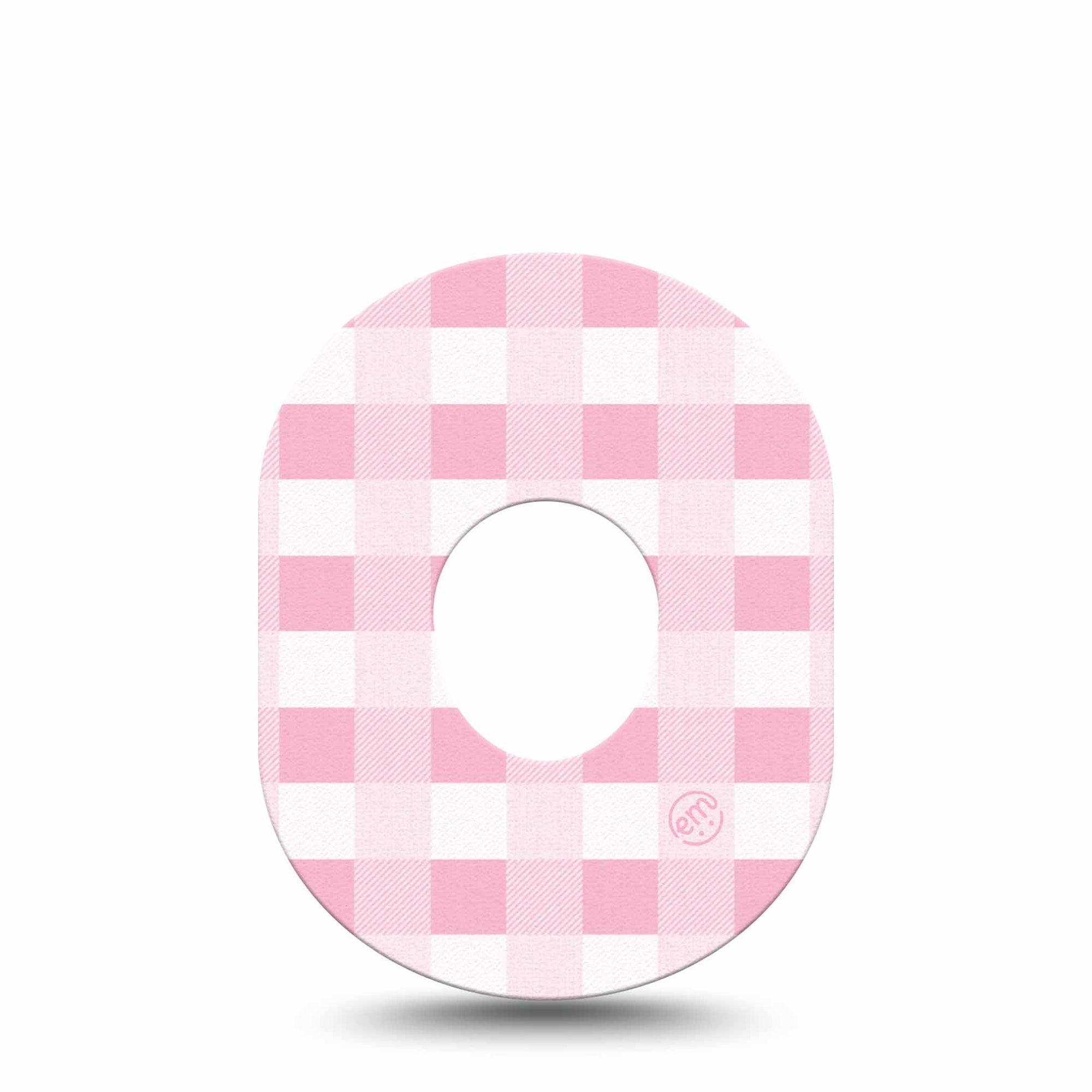 ExpressionMed Pink Gingham Dexcom G7 Tape, Single, Pink Plaid Inspired, Adhesive Patch Design