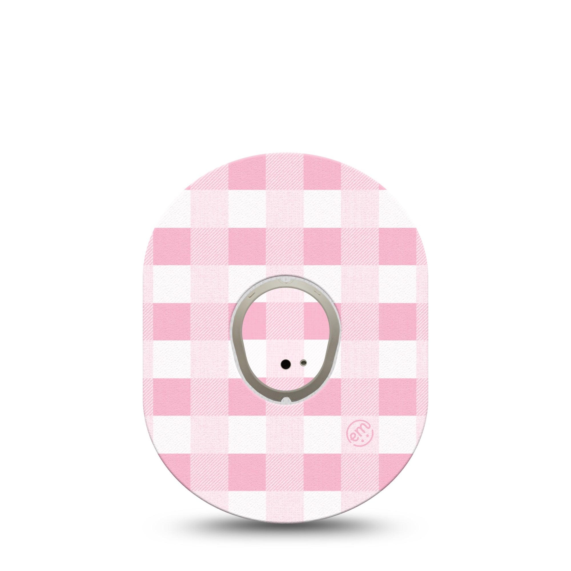 ExpressionMed Pink Gingham G7 Transmitter Sticker, Single, Pink Plaid Themed, Dexcom G7 Vinyl Center Sticker, With Matching Dexcom G7 Tape, CGM Overlay Patch Design