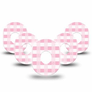 ExpressionMed Pink Gingham Dexcom G7 Tape, 5-Pack, Light Striped Design Inspired, Overlay Patch Design, Dexcom Stelo Glucose Biosensor System