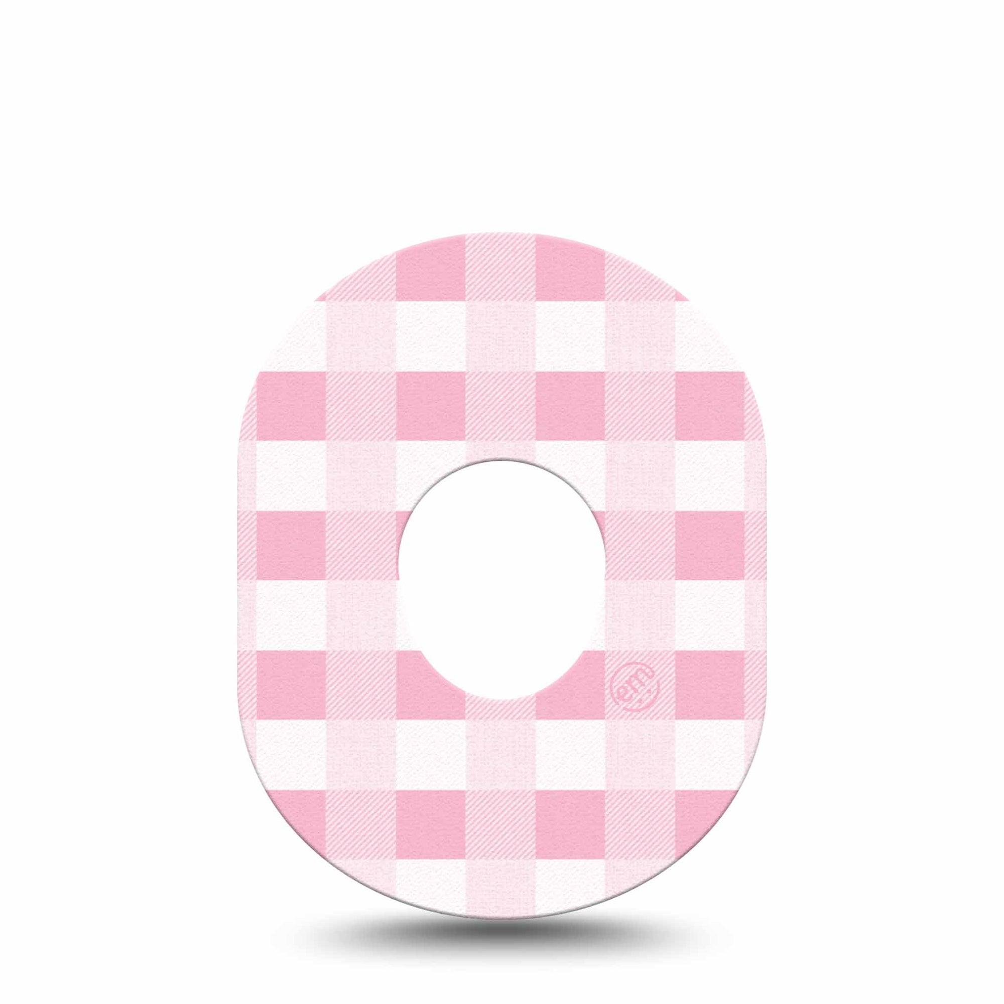 ExpressionMed Pink Gingham Dexcom G7 Tape, Single, Pink Plaid Inspired, Adhesive Patch Design, Dexcom Stelo Glucose Biosensor System