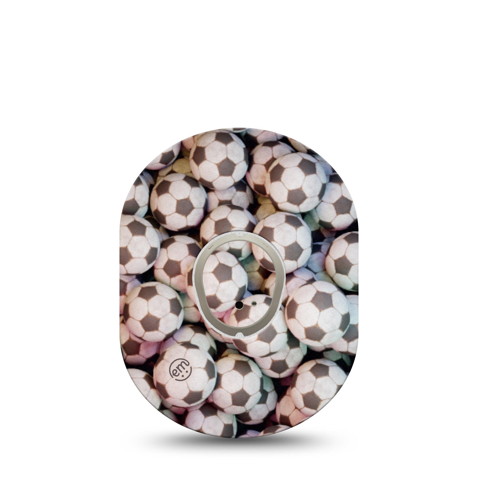 ExpressionMed Soccer Dexcom G7 and Stelo Tape Single Tape and Single Sticker Sports Ball Themed, Plaster Continuous Glucose Monitor Design