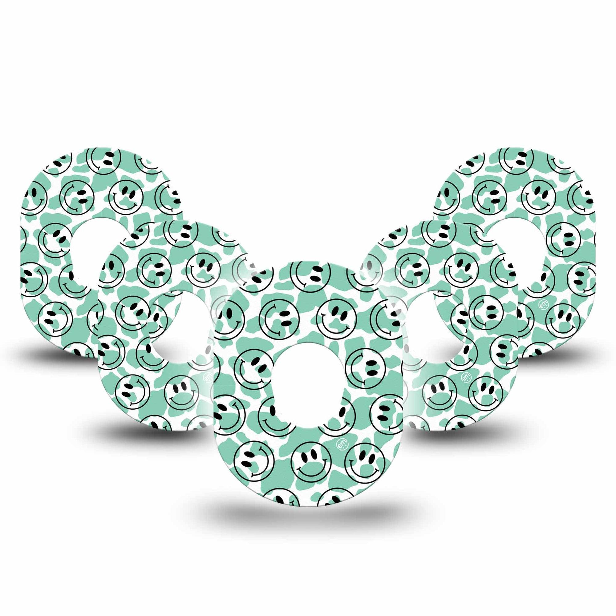 ExpressionMed Happy Cow Print Dexcom G7 Tape, 5-Pack, Smiley Outline Inspired, CGM Adhesive Patch Design, Dexcom Stelo Glucose Biosensor System