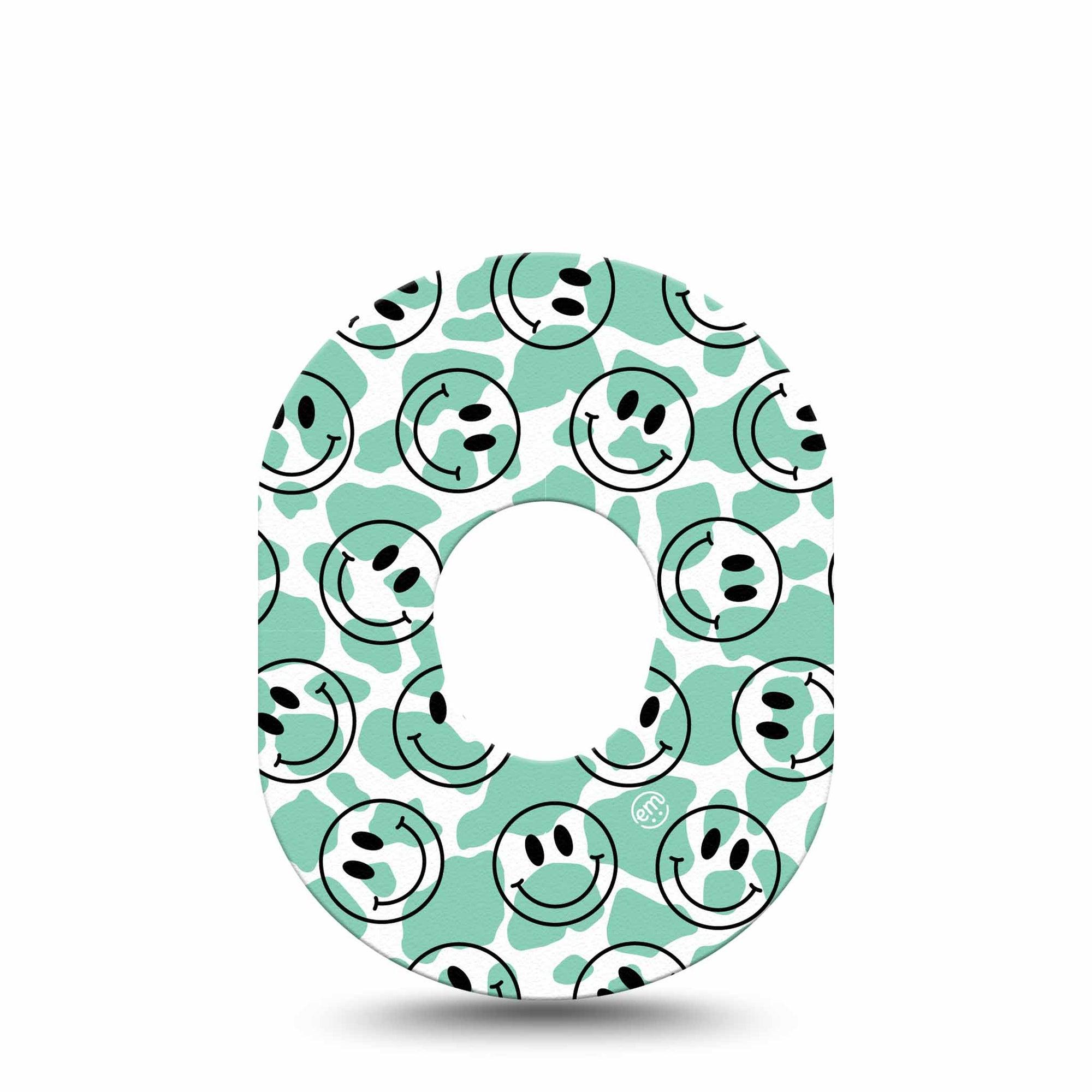 ExpressionMed Happy Cow Print Dexcom G7 Tape, Single, Green Spots Themed, CGM Overlay Patch Design, Dexcom Stelo Glucose Biosensor System