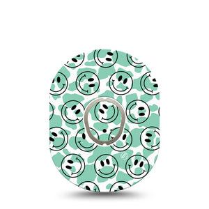 ExpressionMed Happy Cow Print Dexcom G7 and Stelo Tape Single Tape and Single Sticker Smiley Outline Inspired, Plaster Continuous Glucose Monitor Design