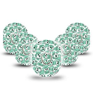 ExpressionMed Happy Cow Print Dexcom G7 and Stelo Tape 5-Pack Tape and 5-Pack Sticker Green Spots Themed, Plaster Continuous Glucose Monitor Design