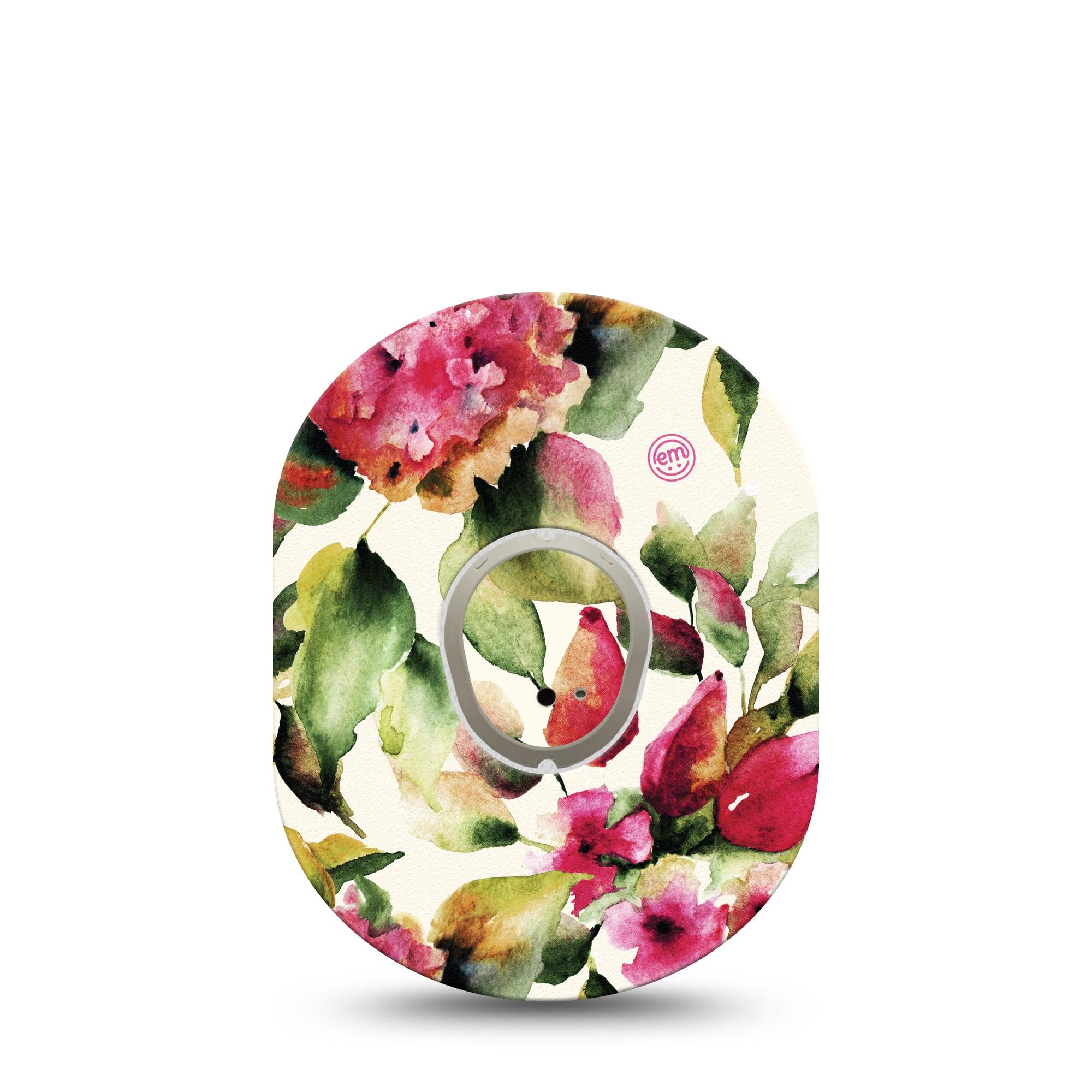 ExpressionMed Floral Romance Dexcom G7 and Stelo Tape Single Tape and Single Sticker Romantic Flowers, Plaster Continuous Glucose Monitor Design