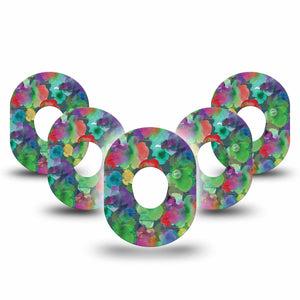 ExpressionMed Watercolor Mood Dexcom G7 Tape 5-Pack Dripping Colors, CGM Adhesive Patch Design, Dexcom Stelo Glucose Biosensor System