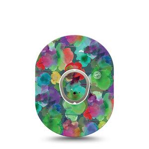 ExpressionMed Watercolor Mood Dexcom G7 and Stelo Tape Single Tape and Single Sticker Dripping Colors, Plaster Continuous Glucose Monitor Design