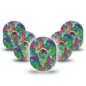 ExpressionMed Watercolor Mood Dexcom G7 and Stelo Tape 5-Pack Tape and 5-Pack Sticker Watercolor Spots Plaster Continuous Glucose Monitor Design