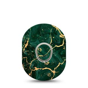 ExpressionMed Green & Gold Marble Dexcom G7 and Stelo Tape Single Tape and Single Sticker Marbled Stone, Plaster Continuous Glucose Monitor Design