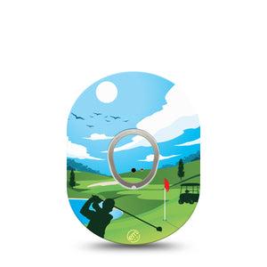 ExpressionMed Golf Dexcom G7 and Stelo Tape Single Tape and Single Sticker Golf Course Themed, Plaster Continuous Glucose Monitor Design