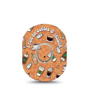 ExpressionMed Coffee and Insulin Dexcom G7 and Stelo Tape Single Tape and Single Sticker Caffeine Addict, Plaster Continuous Glucose Monitor Design