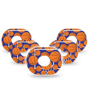 Basketball Dexcom G7 Tape, 5-Pack, Basketball Shoot-Up Themed, Patch Design, Dexcom Stelo Glucose Biosensor System
