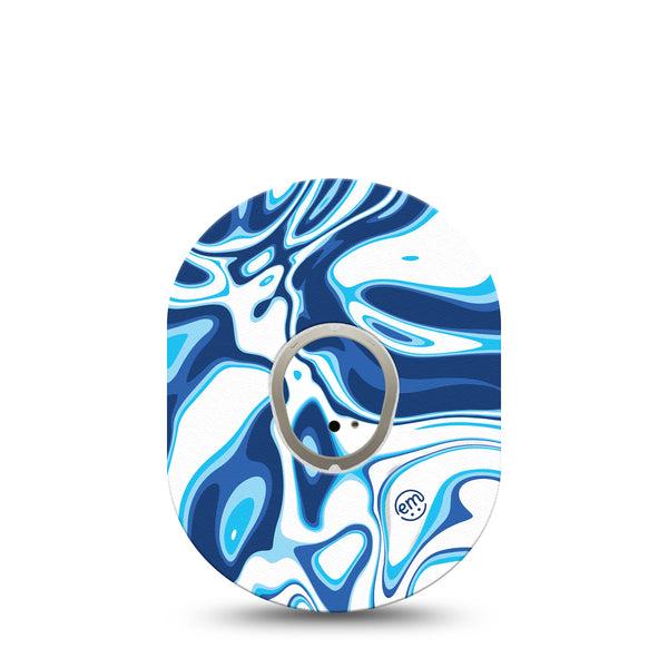 ExpressionMed Blue Marble Dexcom G7 and Stelo Tape Single Tape and Single Sticker Spiral Artwork, Plaster Continuous Glucose Monitor Design