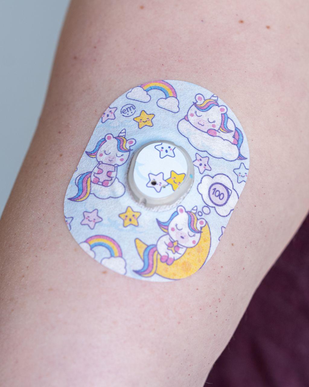 ExpressionMed Bachelorette Extravaganza Variety Pack Dexcom G7 Tape, Single Tape and Single Sticker, Arm Wearing Unicorn Themed CGM Adhesive Patch Design