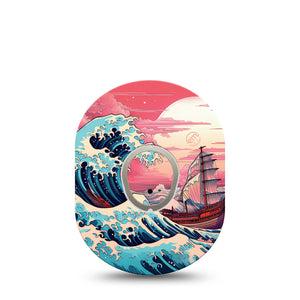 ExpressionMed Great Wave G7 Transmitter Sticker Stormy Seas, CGM Tape and Sticker Design, Dexcom Stelo Glucose Biosensor System