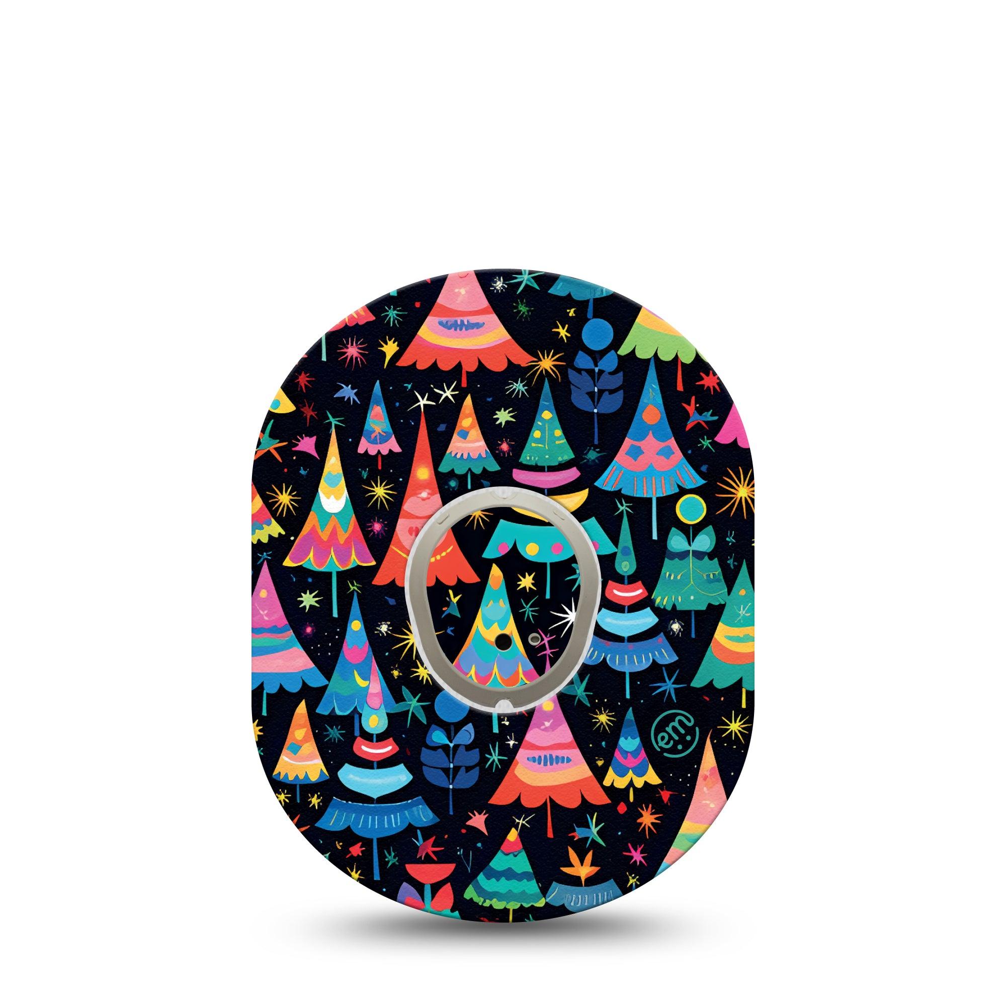 ExpressionMed Bright Trees Dexcom G7 and Stelo Tape Single Tape and Single Sticker Ornamental Trees, Plaster Continuous Glucose Monitor Design