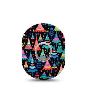 ExpressionMed Bright Trees Dexcom G7 and Stelo Tape Single Tape and Single Sticker Ornamental Trees, Plaster Continuous Glucose Monitor Design