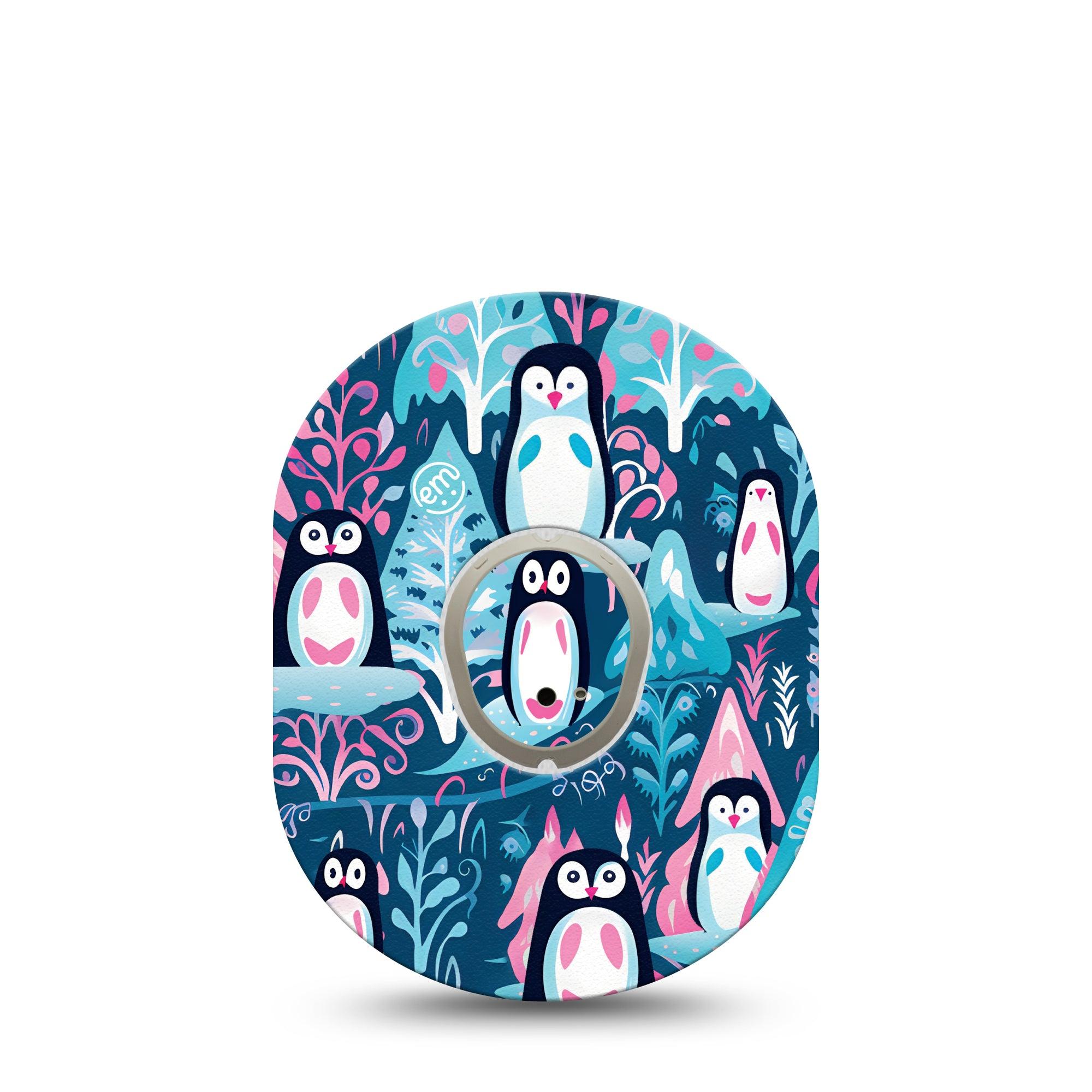 ExpressionMed Penguins Dexcom G7 and Stelo Tape Single Tape and Single Sticker Winter Birds, Plaster Continuous Glucose Monitor Design