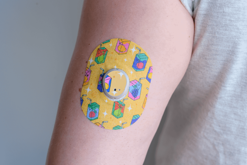 ExpressionMed, Juicebox Dexcom G7 Tape, Single Tape, Human Wearing Juicebox Themed CGM Adhesive Patch Design, Dexcom Stelo Glucose Biosensor System