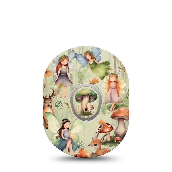 ExpressionMed Woodland Fairies Dexcom G7 and Stelo Tape Single Tape and Single Sticker Nature Fairy Design, Plaster Continuous Glucose Monitor Design