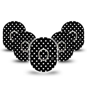 ExpressionMed Black and White Polka Dots Dexcom G7 and Stelo Tape 5-Pack Tape and 5-Pack Sticker Classic Polka Dot Pattern, Plaster Continuous Glucose Monitor Design