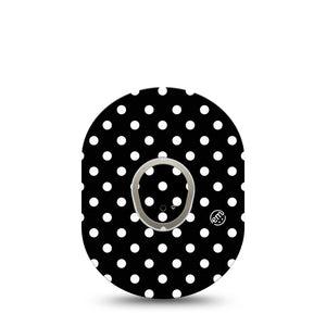 ExpressionMed Black and White Polka Dots Dexcom G7 and Stelo Tape Single Tape and Single Sticker Modern Polka Dot Design, Plaster Continuous Glucose Monitor Design