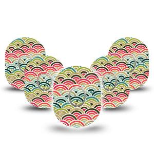 ExpressionMed Coral Mint Dexcom G7 and Stelo Tape 5-Pack Tape and 5-Pack Sticker Rainbow Design, Plaster Continuous Glucose Monitor Design