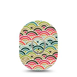 ExpressionMed Coral Mint Dexcom G7 and Stelo Tape Single Tape and Single Sticker Digital Illustration, Plaster Continuous Glucose Monitor Design