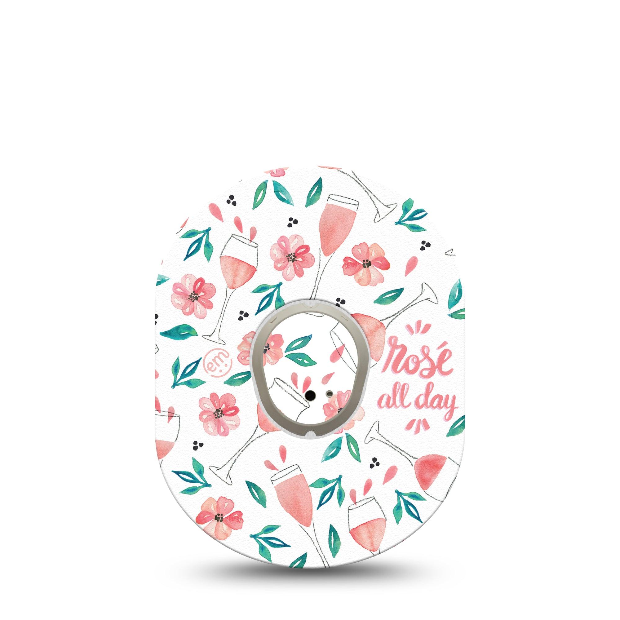 ExpressionMed Rose All Day Dexcom G7 and Stelo Tape Single Tape and Single Sticker Pink Wine, Plaster Continuous Glucose Monitor Design