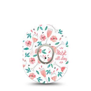 ExpressionMed Rose All Day Dexcom G7 and Stelo Tape Single Tape and Single Sticker Pink Wine, Plaster Continuous Glucose Monitor Design