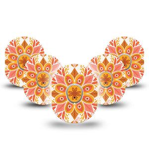 ExpressionMed Psychedelic Mandala Dexcom G7 and Stelo Tape 5-Pack Tape and 5-Pack Sticker Digital Illustration Design, Plaster Continuous Glucose Monitor Design