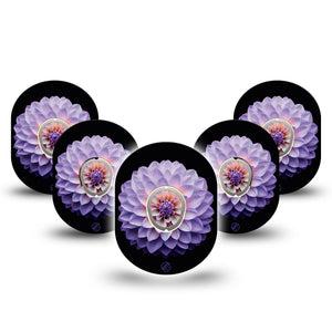 ExpressionMed Dahlia Dexcom G7 and Stelo Tape 5-Pack Tape and 5-Pack Sticker Botanical Dahlia Art, Plaster Continuous Glucose Monitor Design