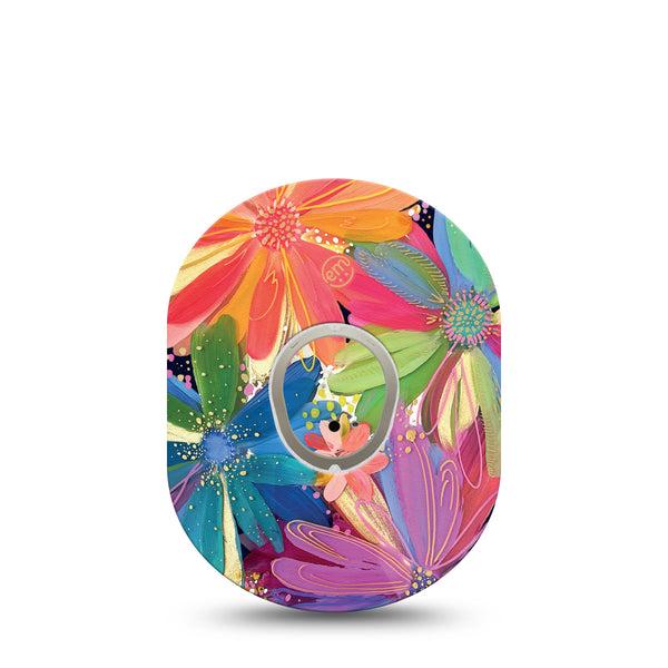 ExpressionMed Flower Song Dexcom G7 and Stelo Tape Single Tape and Single Sticker Abstract Art by Etta Vee, Plaster Continuous Glucose Monitor Design