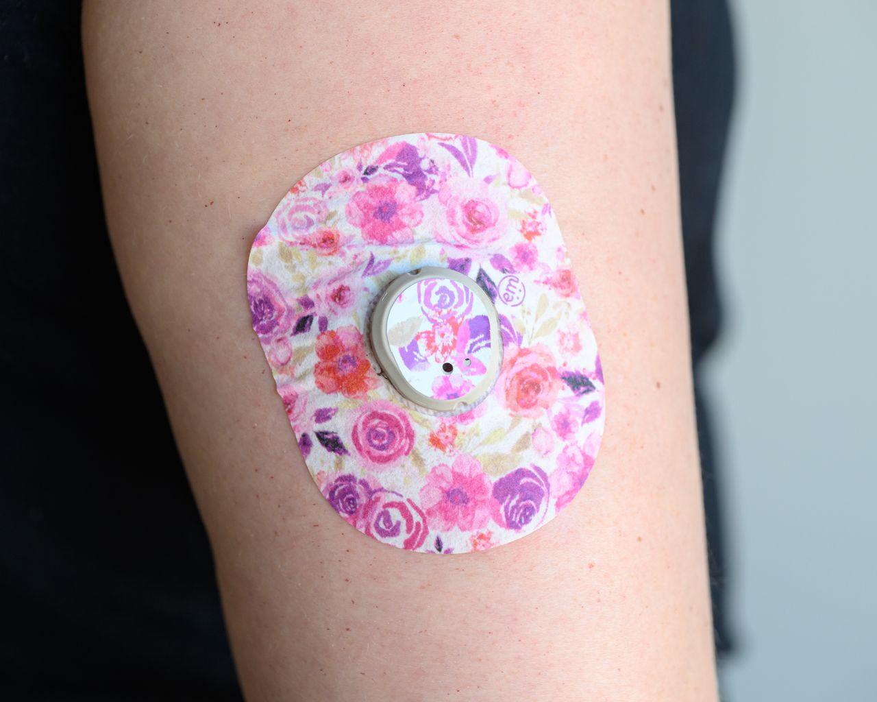 ExpressionMed Mixed Florals Variety Pack Dexcom G7 Tape, Single Tape and Single Sticker, Arm Wearing Floral Themed CGM Adhesive Patch Design