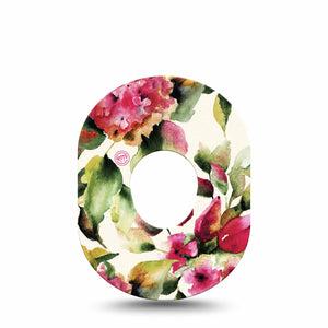 ExpressionMed Floral Romance Dexcom G7 Tape Pink flower gentle watercolor painting, CGM Patch design, Dexcom Stelo Glucose Biosensor System