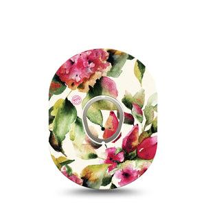 ExpressionMed Floral Romance Dexcom G7 and Stelo Tape Single Tape and Single Sticker Romantic Flowers, Plaster Continuous Glucose Monitor Design