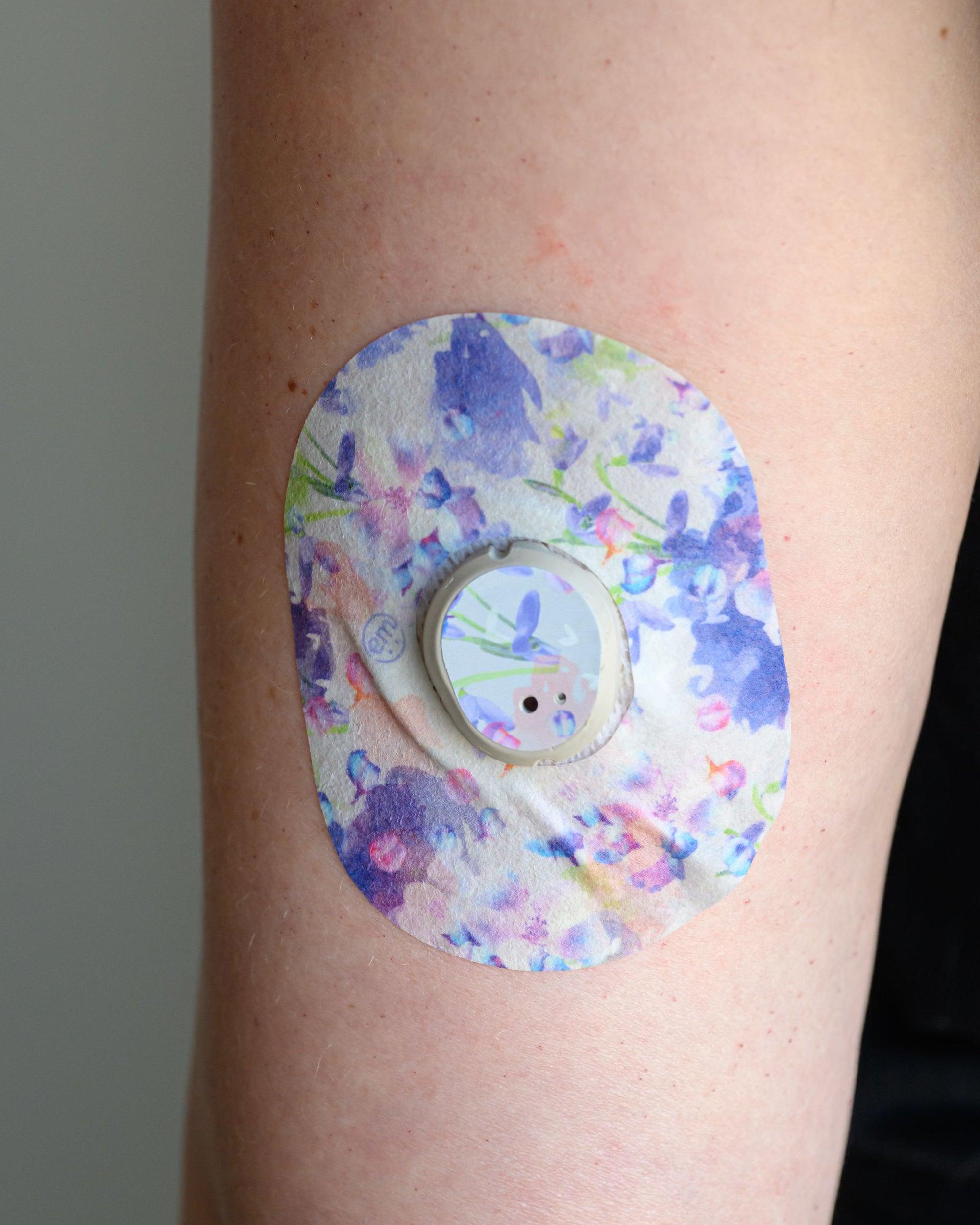 ExpressionMed Dreamy Blooms Dexcom G7 Tape, Single Tape and Sticker, Arm Wearing Floral Themed CGM Adhesive Patch Design